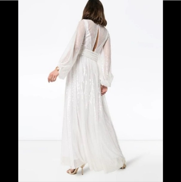 Staud Pearl Clear Sequin Maxi Belted Dress S - Picture 4 of 11